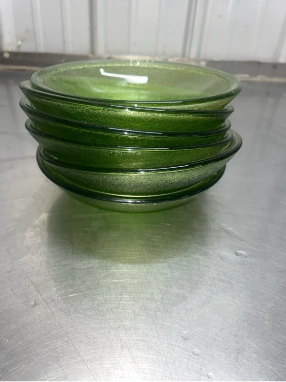 Green Glass Serving Bowls - Set of 4